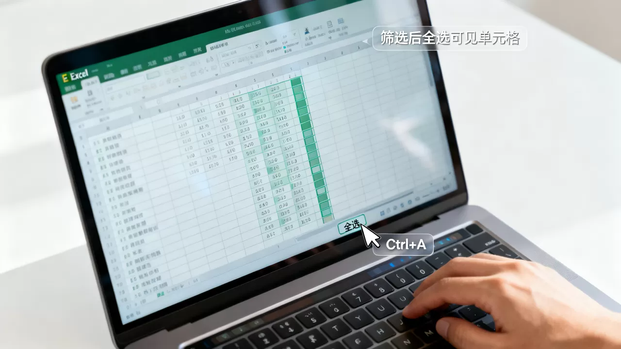 Excel筛选如何全选？excel筛选数据后全选所有可见单元格