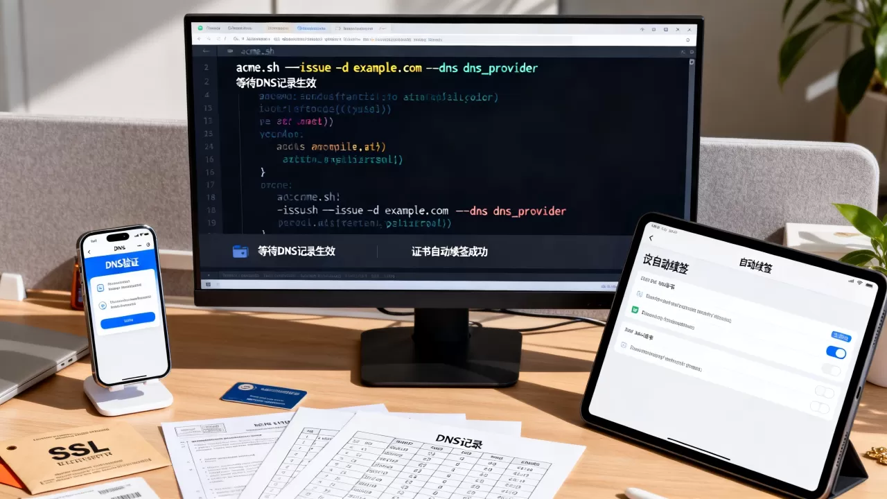 acme.sh DNS验证SSL证书怎么操作？acme.sh自动续签证书教程