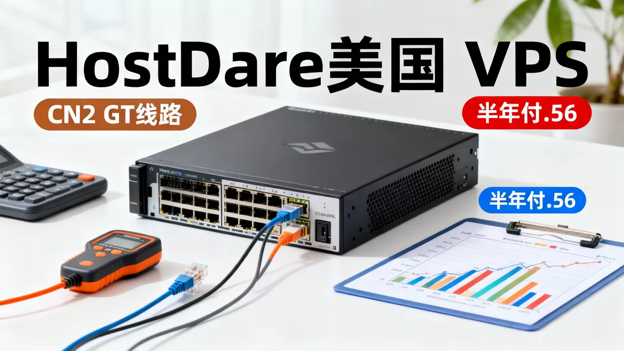 HostDare美国VPS半年付低至.56值得买吗?CN2 GT线路测评 HostDare美国VPS半年付低至.56值得买吗?CN2 GT线路测评