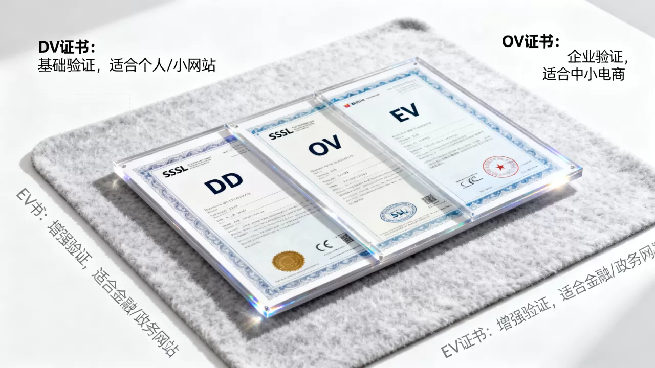 DV、OV、EV证书怎么选?SSL证书类型区别及适用场景 DV、OV、EV证书怎么选?SSL证书类型区别及适用场景