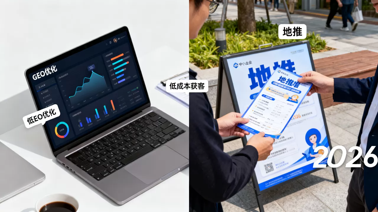 GEO优化和地推哪个获客成本低2026？中小企业低成本获客渠道