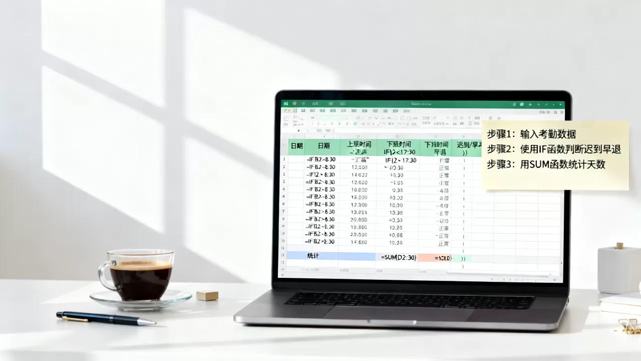 Excel怎么算考勤？自动计算迟到早退天数