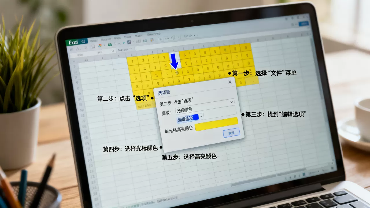 Excel光标颜色怎么设置,如何修改Excel单元格高亮色? Excel光标颜色怎么设置,如何修改Excel单元格高亮色?