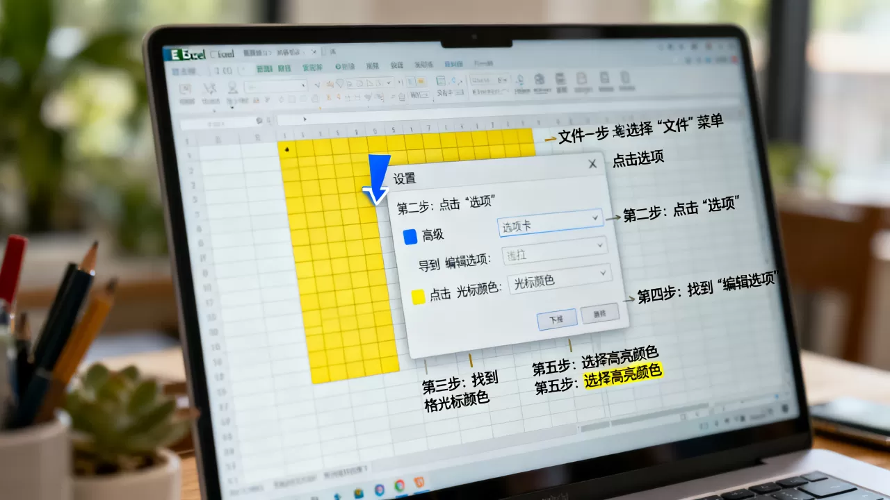 Excel光标颜色怎么设置,如何修改Excel单元格高亮色? Excel光标颜色怎么设置,如何修改Excel单元格高亮色?