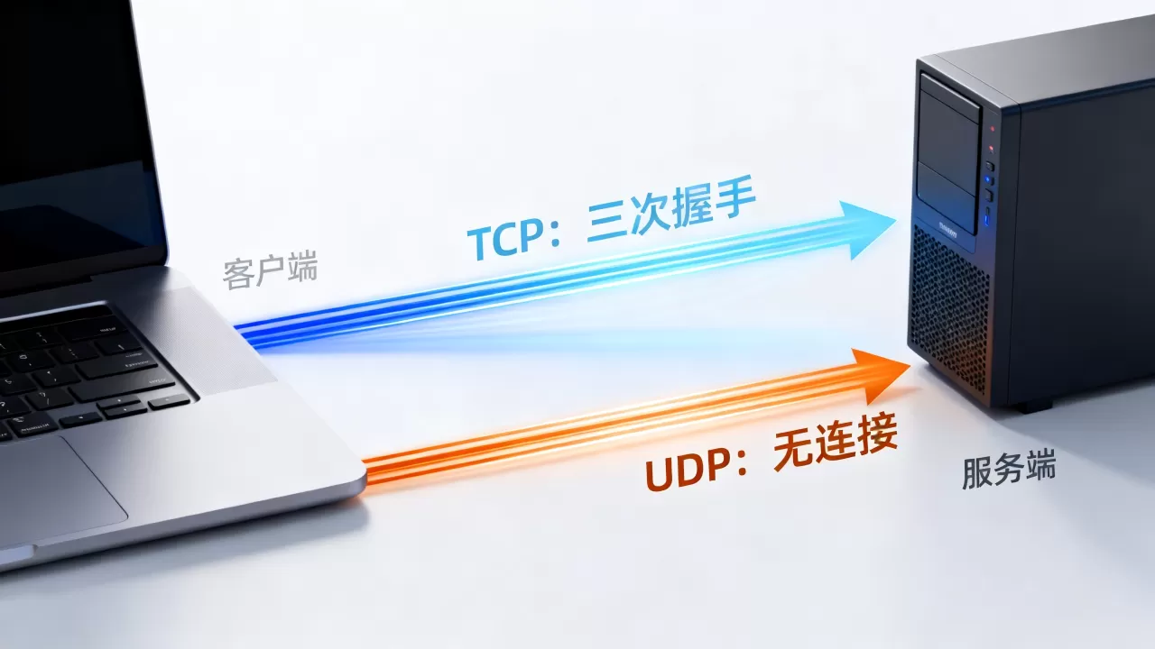 客户端与服务端是如何通信的，TCP和UDP协议有什么区别？