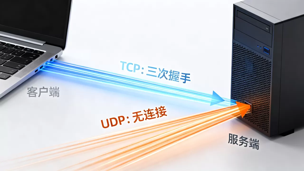 客户端与服务端是如何通信的，TCP和UDP协议有什么区别？