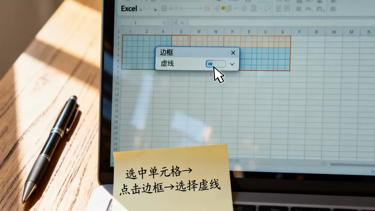 Excel如何画虚线边框,Excel表格边框怎么设置虚线? Excel如何画虚线边框,Excel表格边框怎么设置虚线?