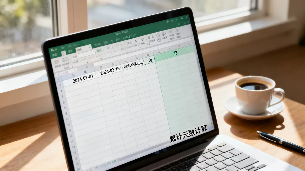 Excel怎么计算累计天数，Excel计算两个日期之间相隔几天？