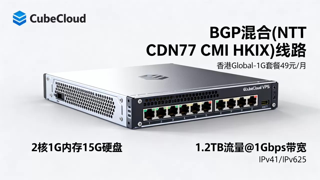 CubeCloud魔方云香港Lite VPS测评:BGP混合(NTT CDN77 CMI HKIX)线路,香港Global-1G套餐49元/月,2核1G内存15G硬盘,1.2TB流量@1Gbps带宽,IPv41/IPv625 CubeCloud魔方云香港Lite VPS测评:BGP混合(NTT CDN77 CMI HKIX)线路,香港Global-1G套餐49元/月,2核1G内存15G硬盘,1.2TB流量@1Gbps带宽,IPv41/IPv625