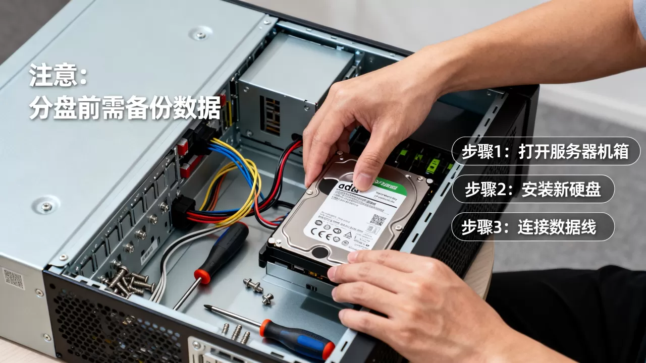服务器分d盘时需要注意哪些事项，怎么操作？