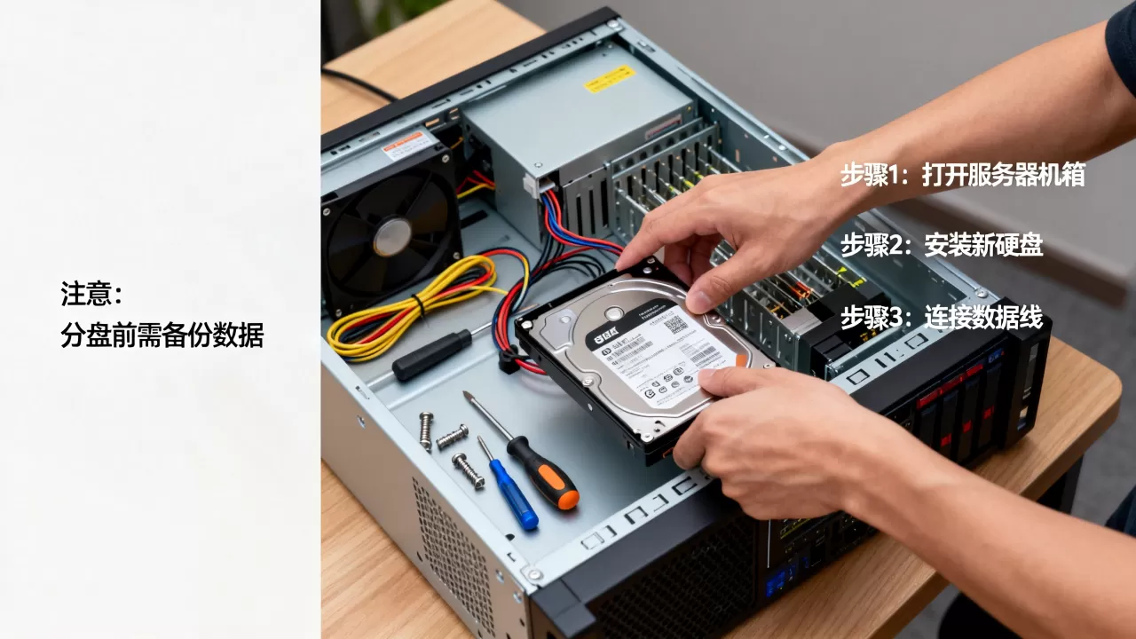 服务器分d盘时需要注意哪些事项，怎么操作？