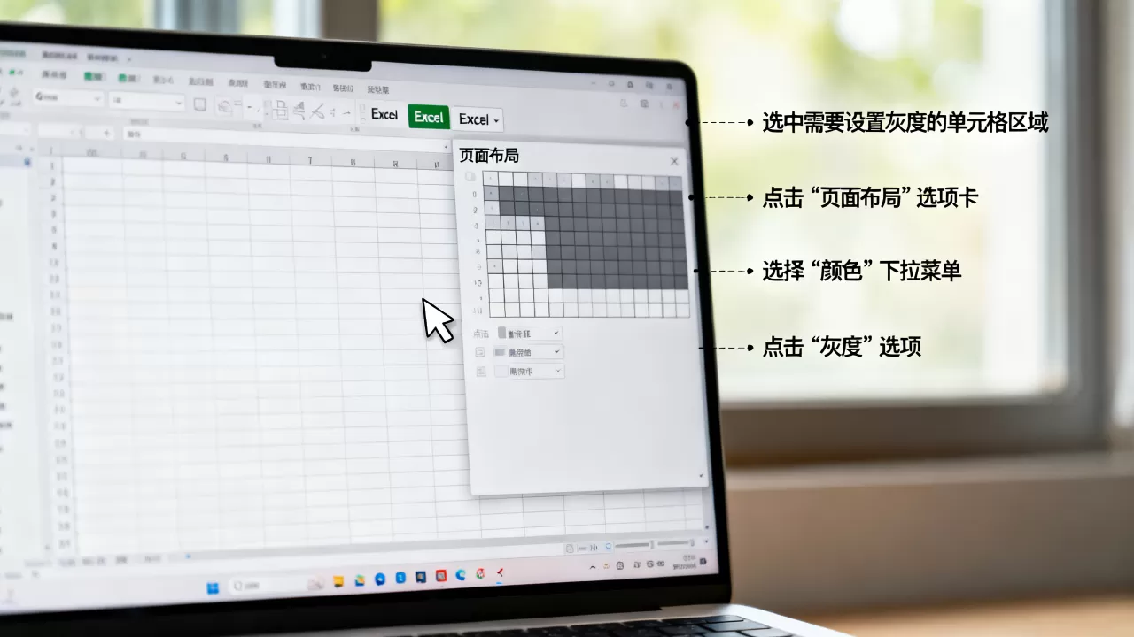 在Excel中如何设置灰度，具体步骤是什么？
