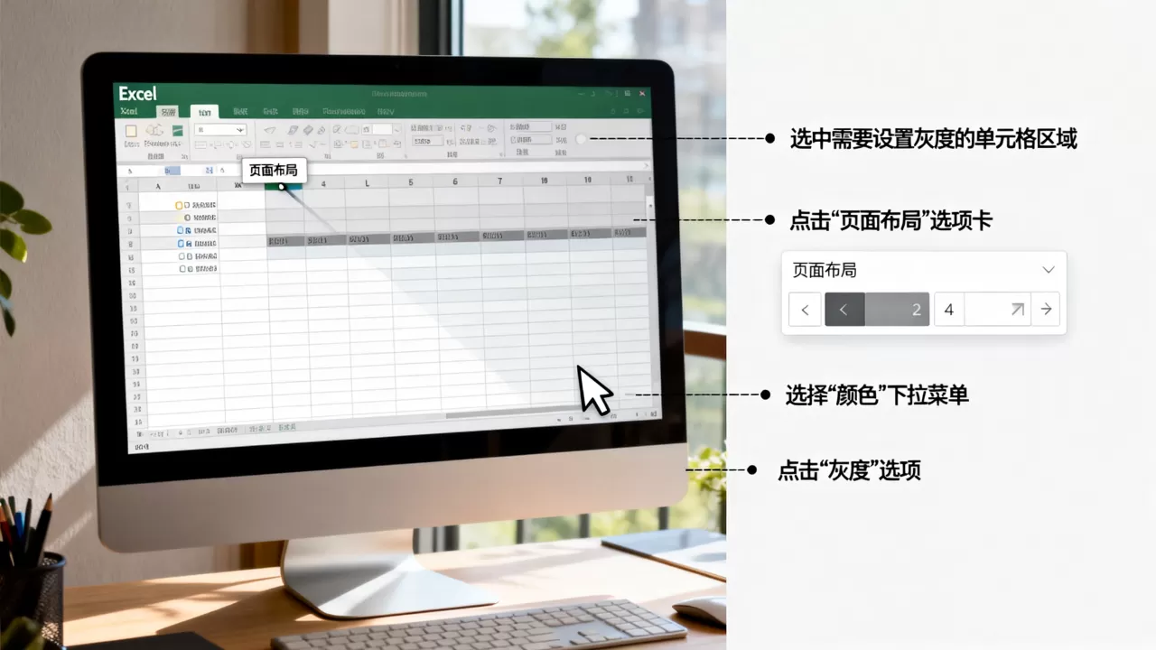 在Excel中如何设置灰度，具体步骤是什么？