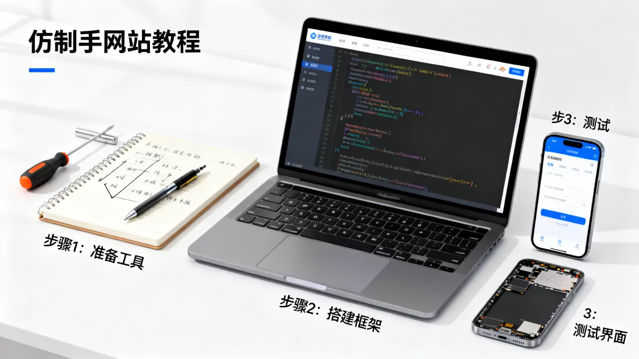 仿制手机网站教程怎么做，零基础需要什么工具？
