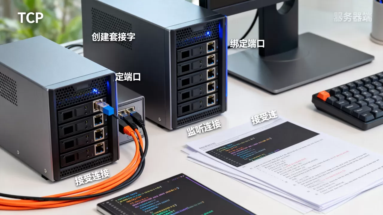 服务器端TCP通信实例怎么做?,有哪些步骤? 服务器端TCP通信实例怎么做?,有哪些步骤?