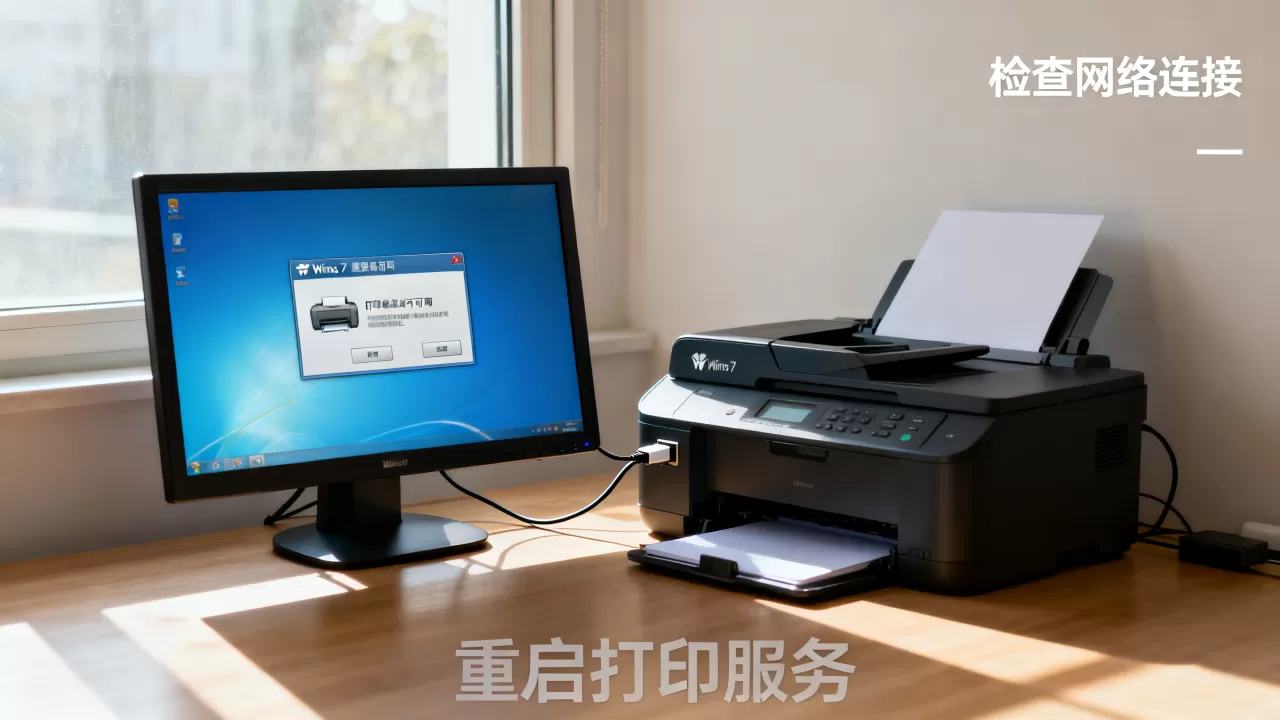 为什么Win7系统打印机服务器不可用？，怎么办