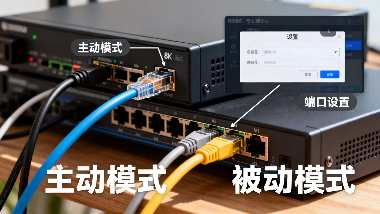 FTP服务器的两种模式是什么，怎么设置？
