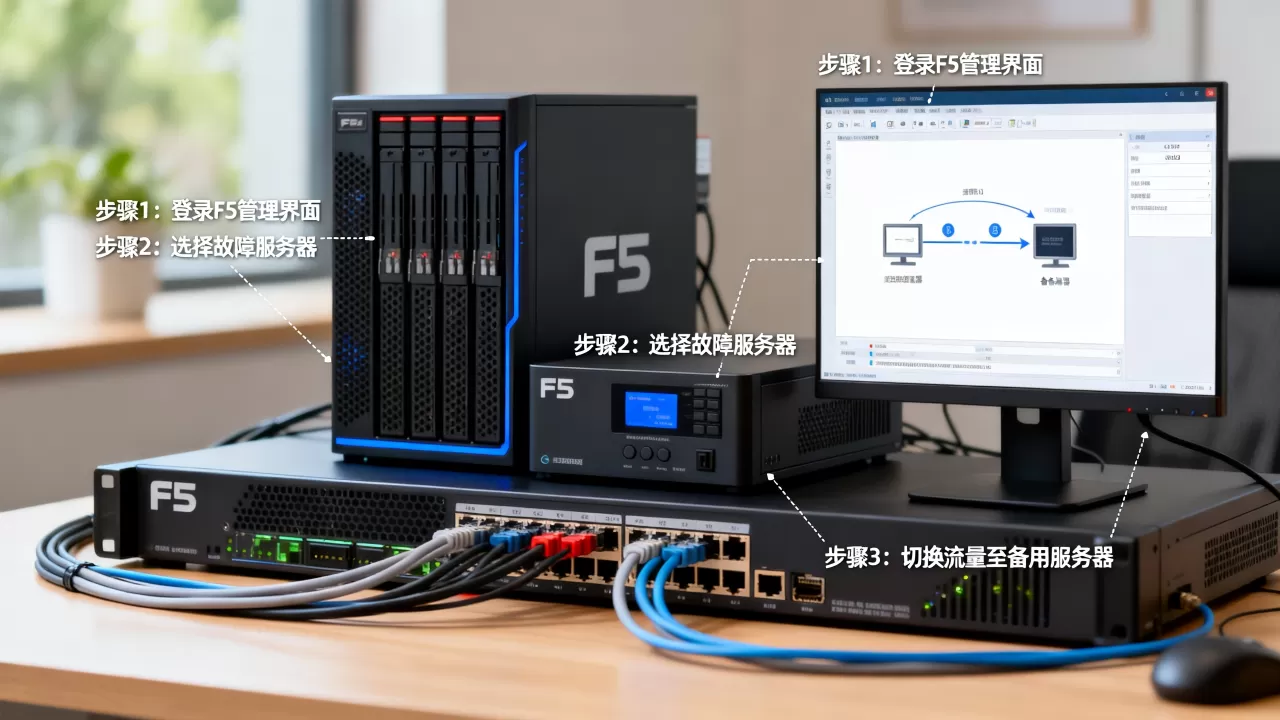F5一台服务器故障时如何将流量指向另一台？, 怎么切换