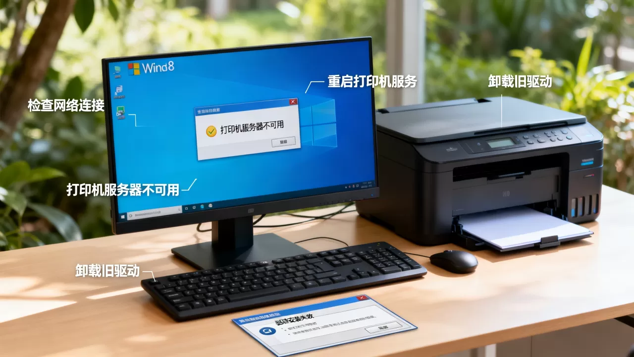 Win8打印机服务器不可用怎么办,打印机驱动安装失败? Win8打印机服务器不可用怎么办,打印机驱动安装失败?