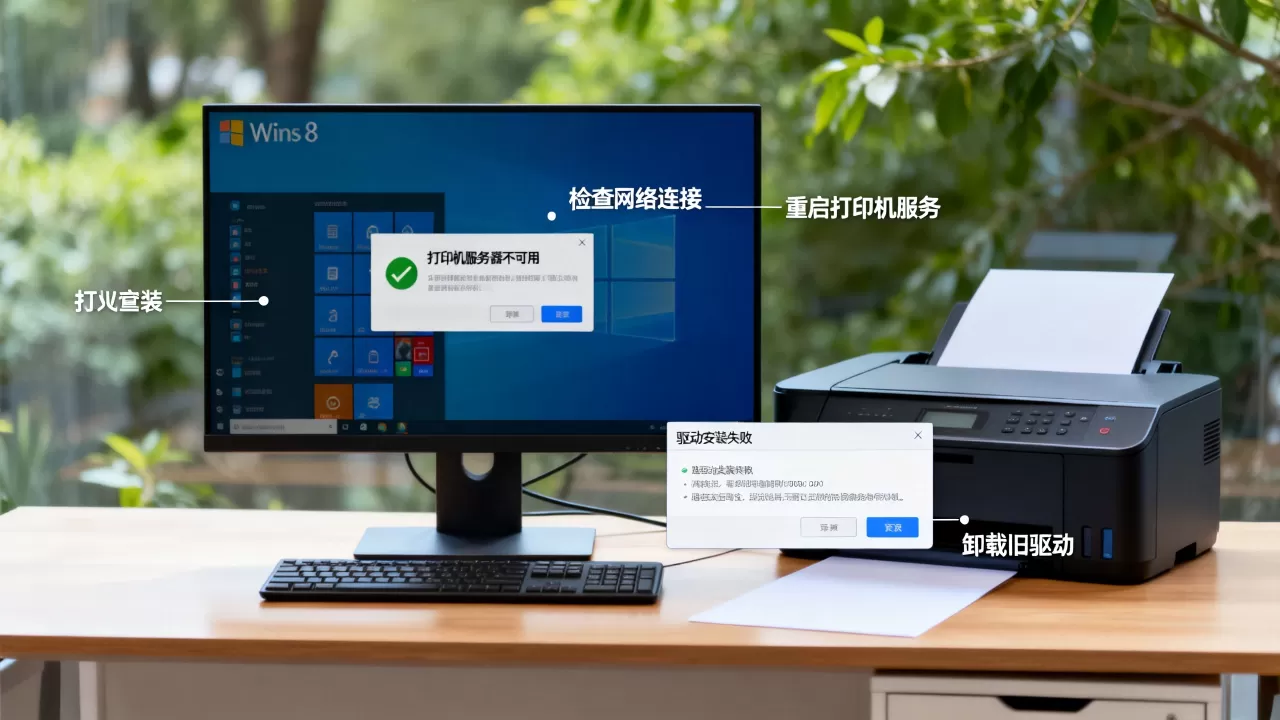 Win8打印机服务器不可用怎么办,打印机驱动安装失败? Win8打印机服务器不可用怎么办,打印机驱动安装失败?