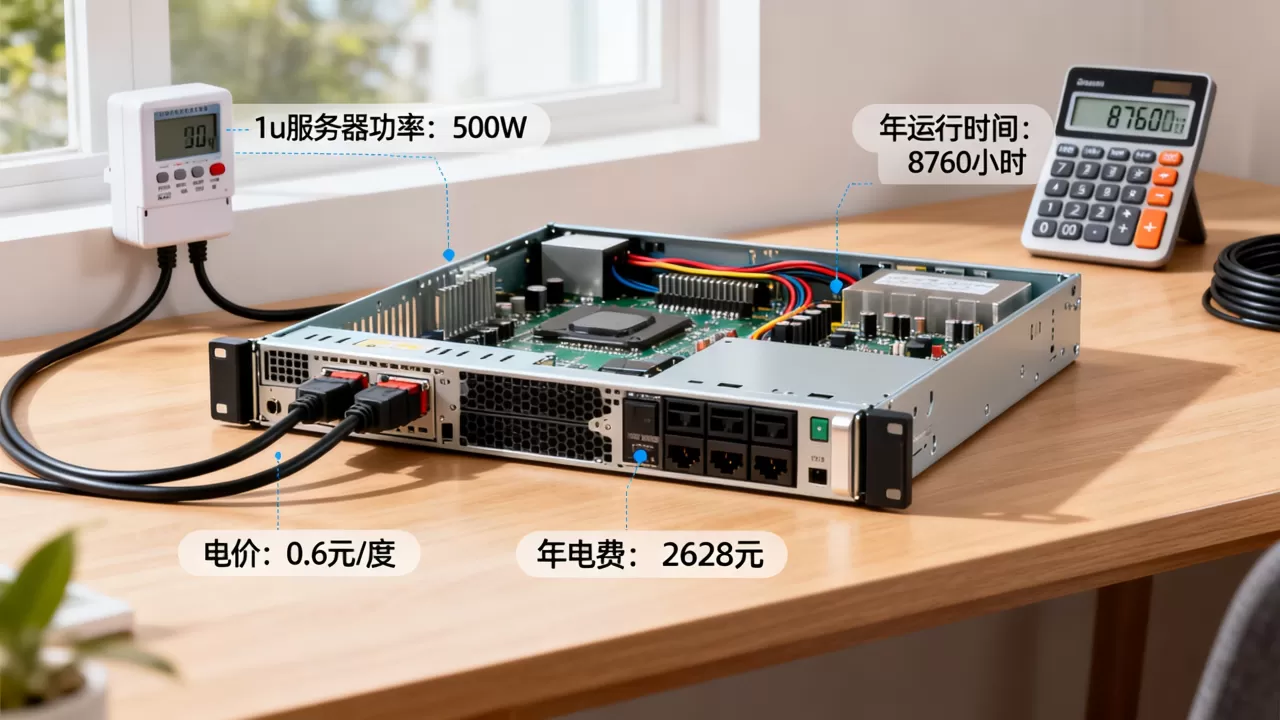 1u服务器一年耗电多少钱？，服务器电费怎么算？