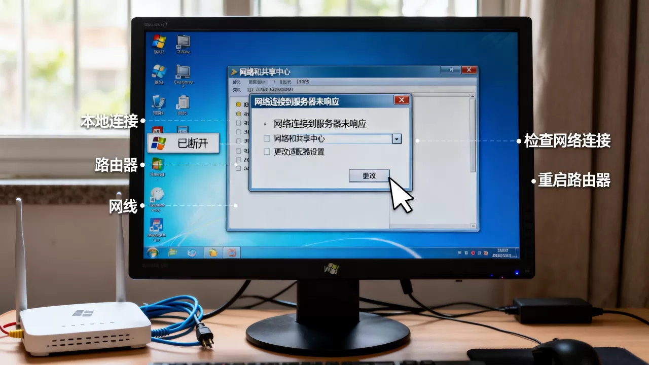 win7电脑设置网络连接到服务器未响应怎么办?,是什么原因 win7电脑设置网络连接到服务器未响应怎么办?,是什么原因