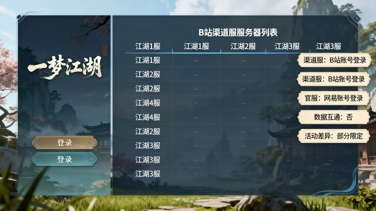 一梦江湖B站渠道服有哪些服务器，渠道服和官服哪个好？