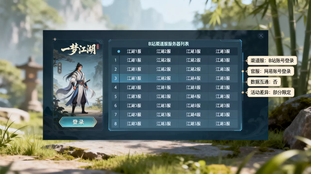 一梦江湖B站渠道服有哪些服务器，渠道服和官服哪个好？