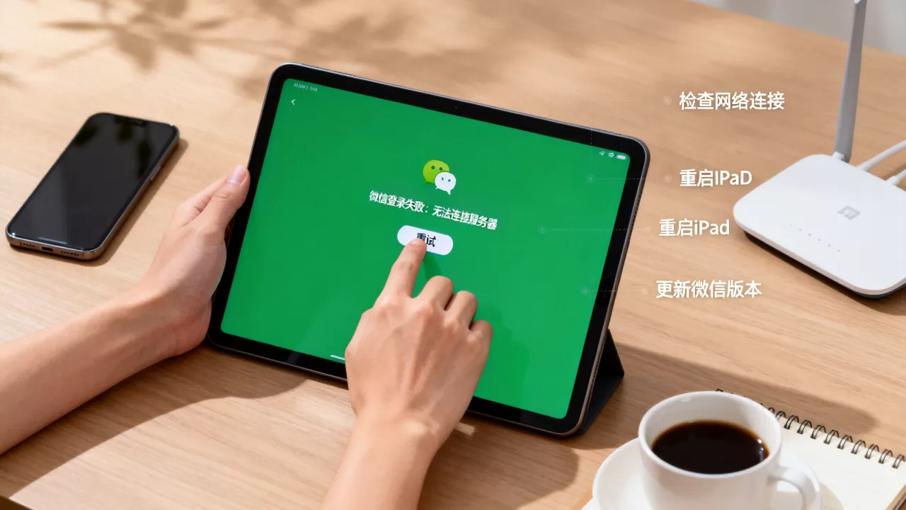 微信提示在iPad登陆不上服务器失败怎么回事?,怎么解决? 微信提示在iPad登陆不上服务器失败怎么回事?,怎么解决?