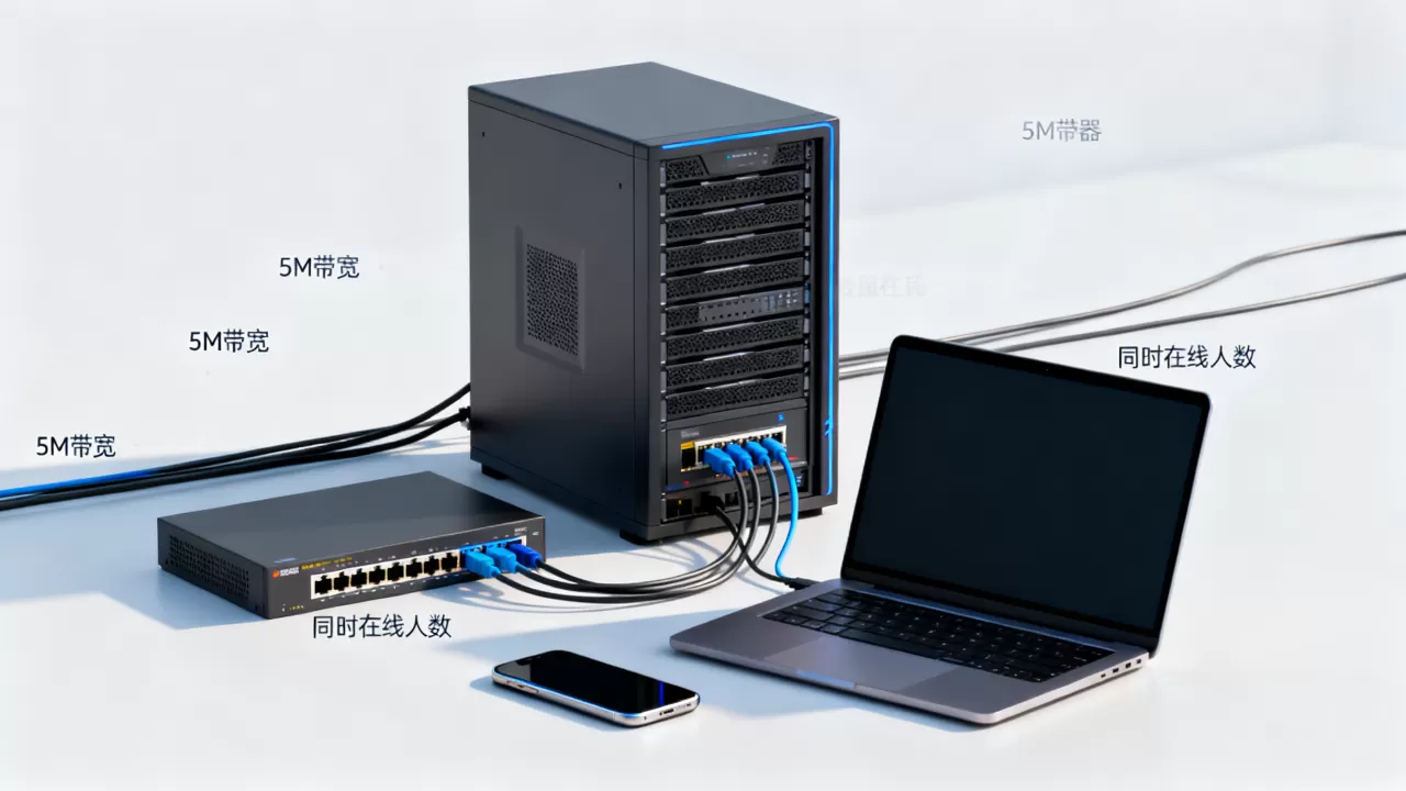 云服务器5M带宽支持多少人同时在线？，够用吗