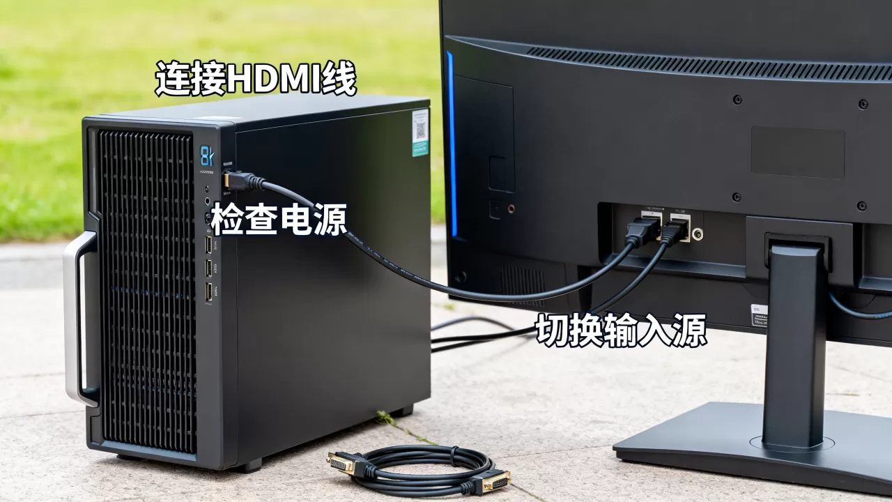 服务器主机如何连接显示屏，显示屏无信号怎么办？