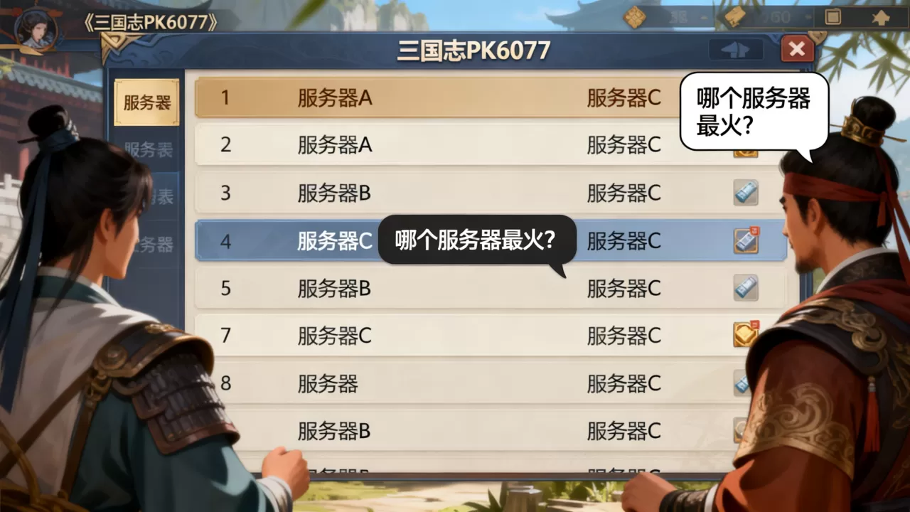 三国志PK6077有哪些服务器,哪个服务器最火? 三国志PK6077有哪些服务器,哪个服务器最火?