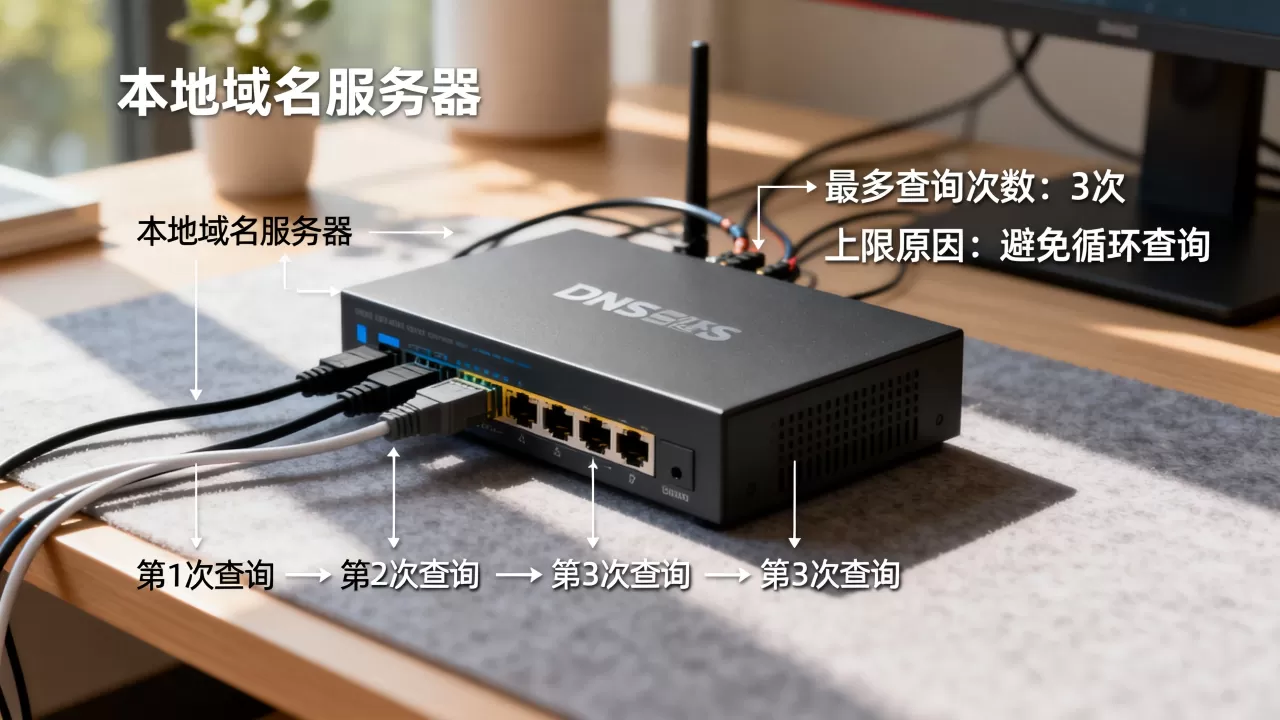 本地域名服务器最多发出多少次DNS查询，为什么有上限？