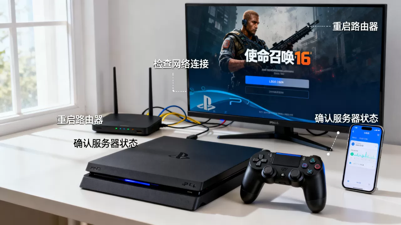 使命召唤16PS4连不上服务器怎么解决？，是什么原因？