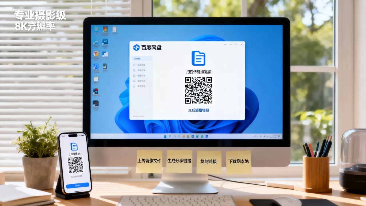 如何快速分享镜像文件到百度网盘并生成链接，怎么下载到本地？
