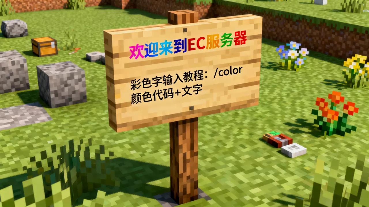 我的世界ec服务器告示牌上彩色字怎么打,怎么设置