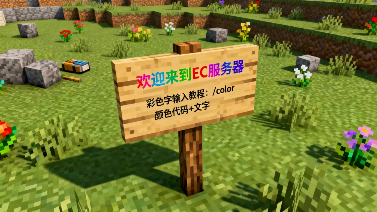我的世界ec服务器告示牌上彩色字怎么打,怎么设置