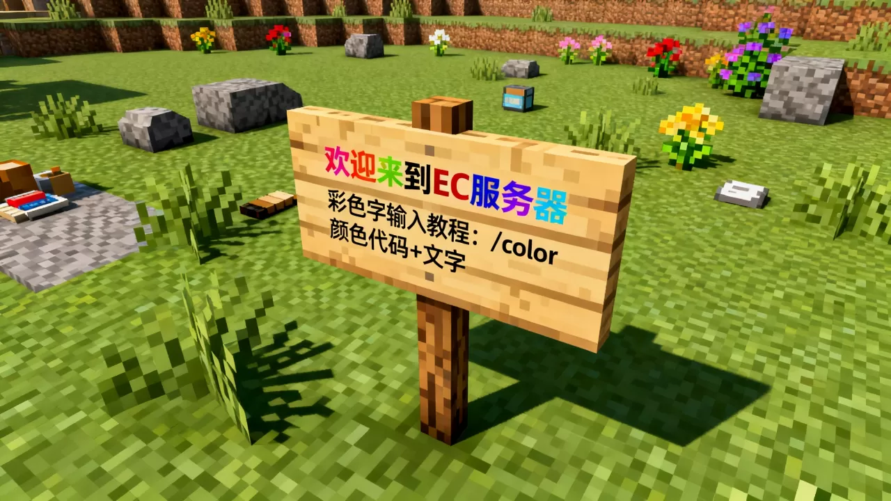 我的世界ec服务器告示牌上彩色字怎么打,怎么设置