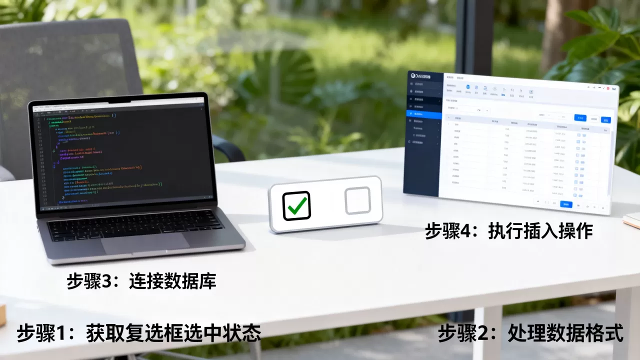复选框数据如何写入数据库，具体实现步骤是什么？