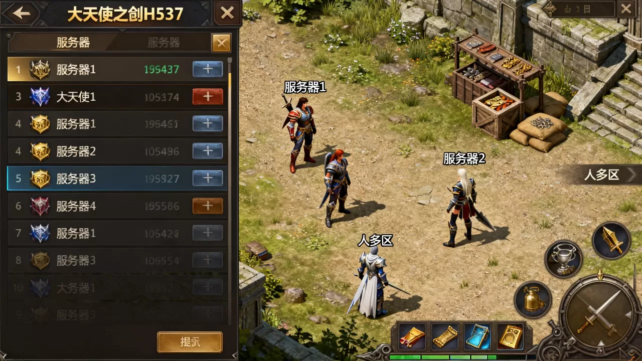 大天使之剑h537有哪些服务器？，哪个区人多？