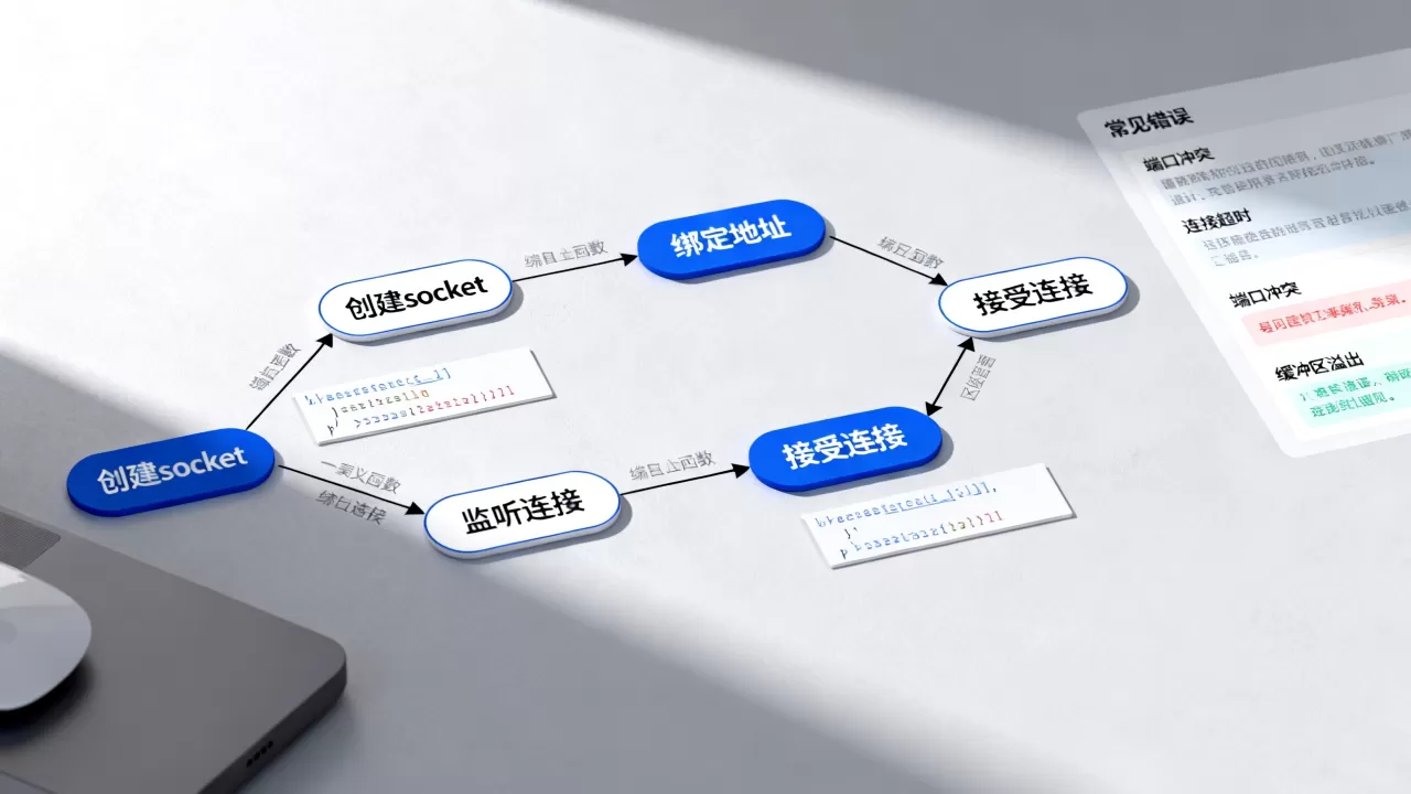 服务器socket函数流程图是什么?,常见错误有哪些? 服务器socket函数流程图是什么?,常见错误有哪些?