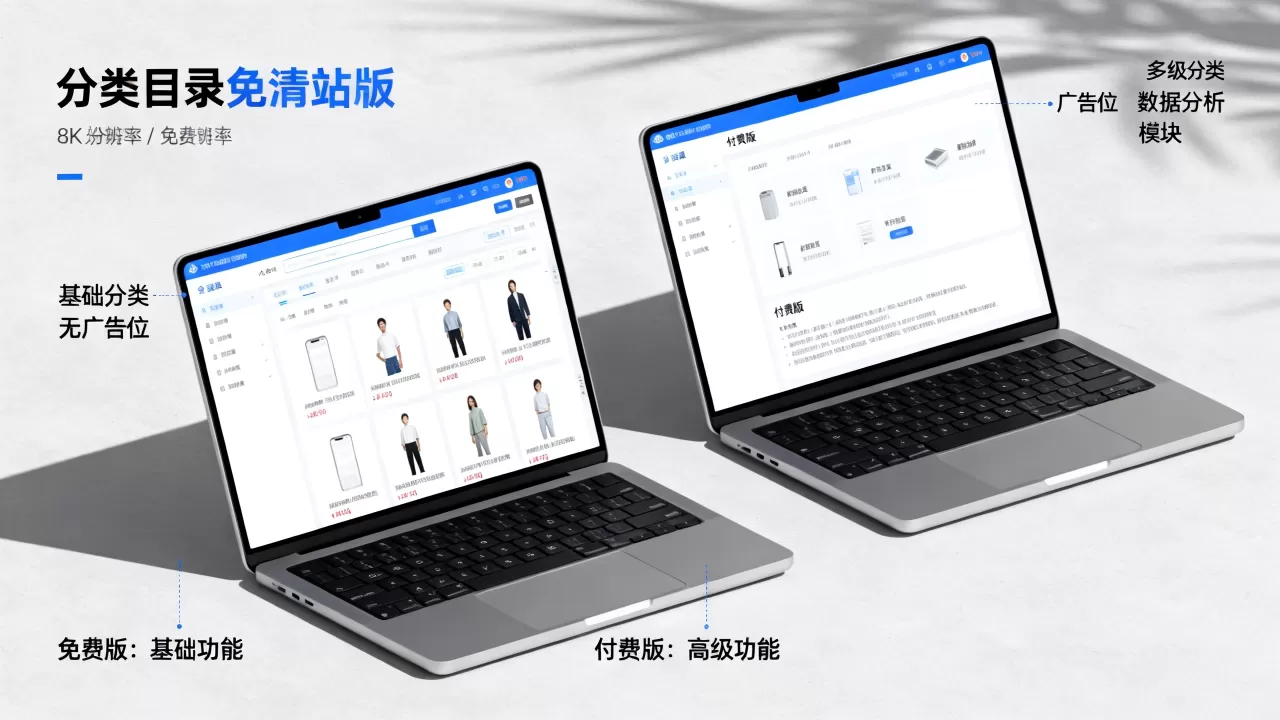 分类目录网站模板免费版和付费版区别大吗，哪个好？
