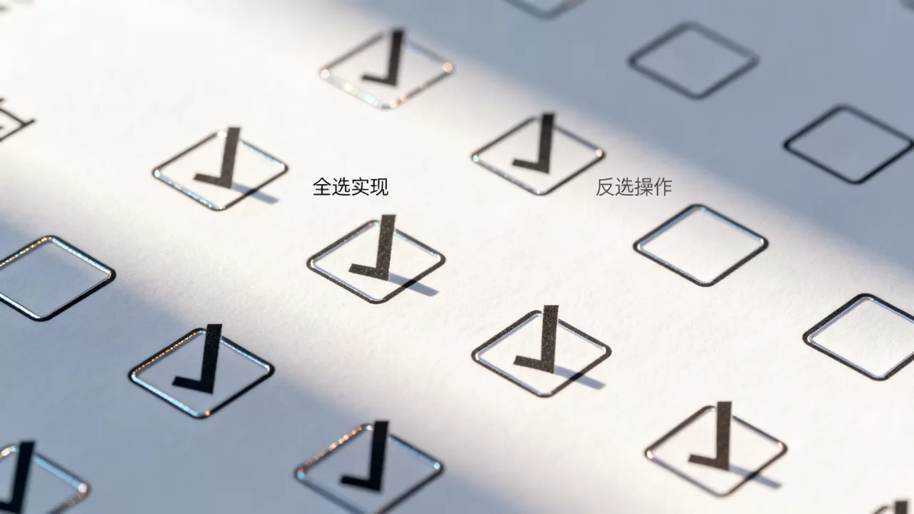 复选框控件如何实现全选？，复选框控件反选怎么实现