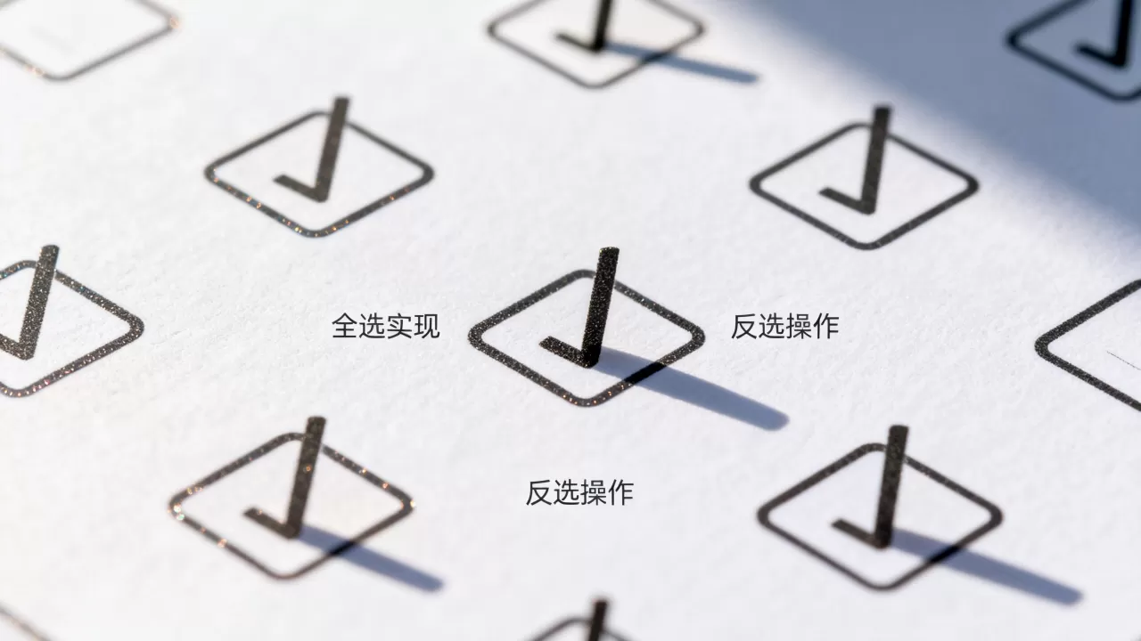 复选框控件如何实现全选？，复选框控件反选怎么实现