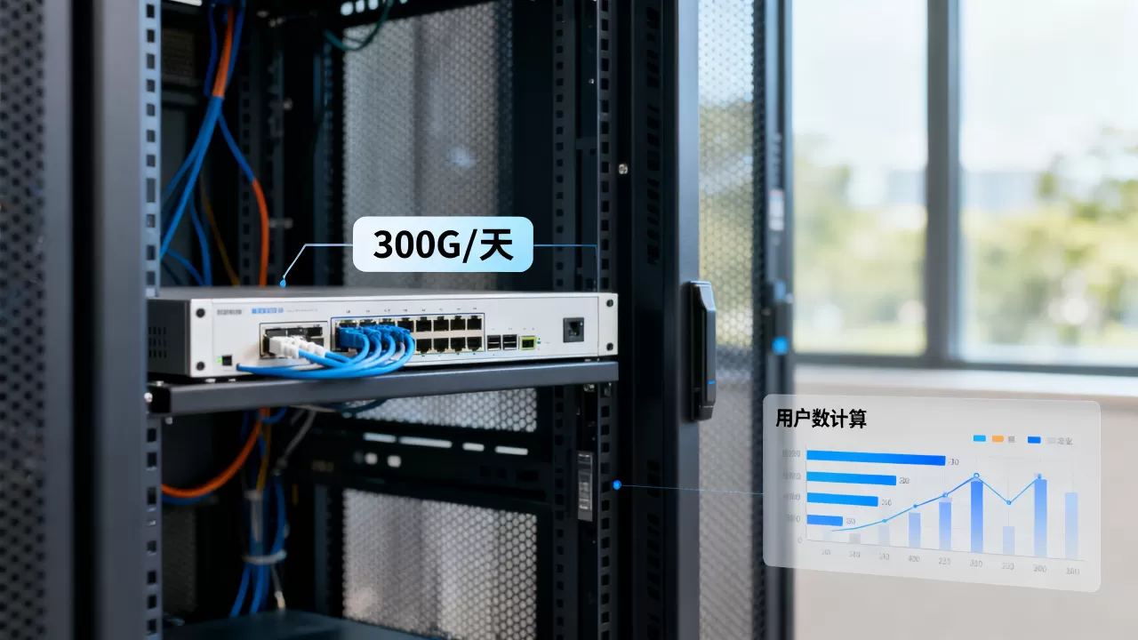 服务器一天300G流量能支持多少人？，怎么算？