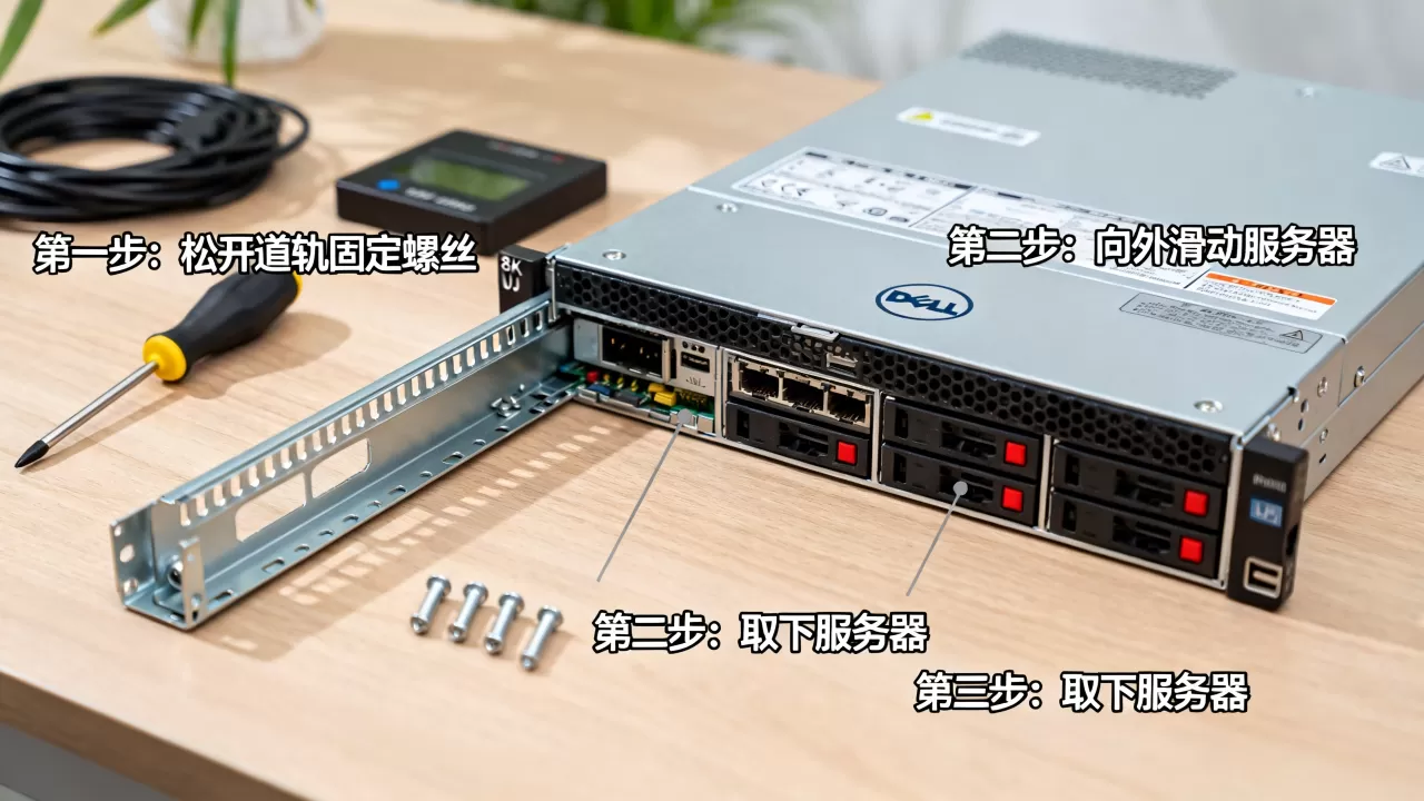 戴尔1u服务器怎么从道轨上拆下来,拆机步骤有哪些 戴尔1u服务器怎么从道轨上拆下来,拆机步骤有哪些