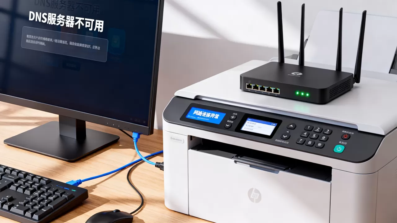 链接共享打印机时DNS服务器不可用怎么办，是什么原因？