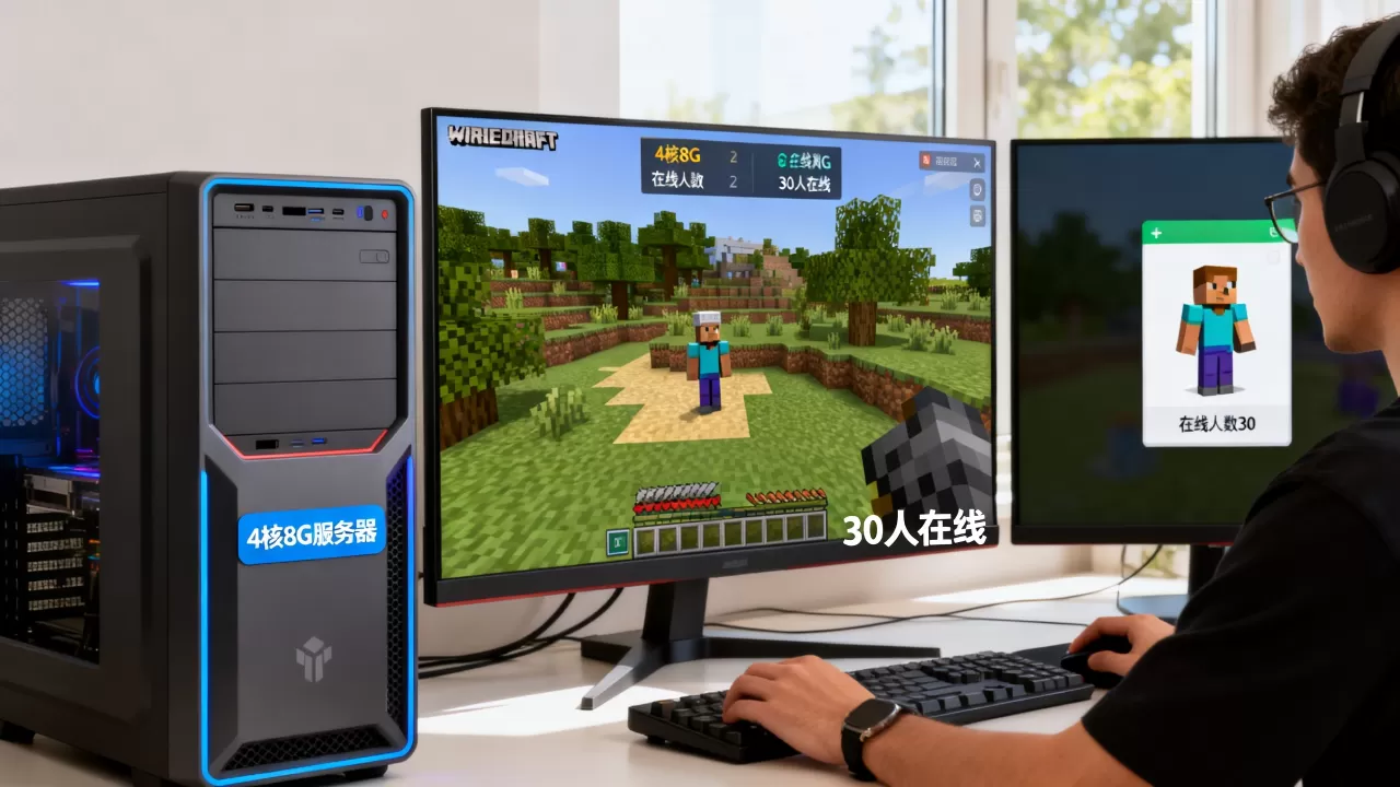 我的世界4核8G服务器能带多少人？,多少人在线