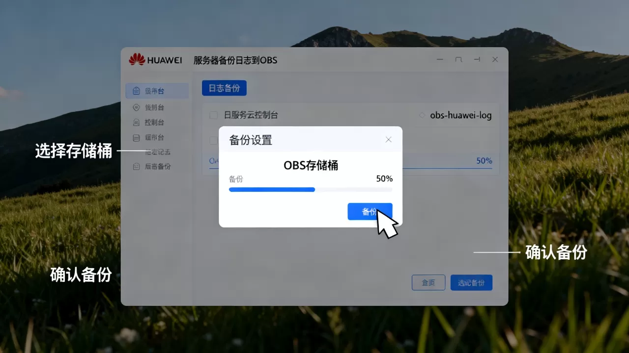 华为云服务器如何备份日志到OBS，具体步骤是什么