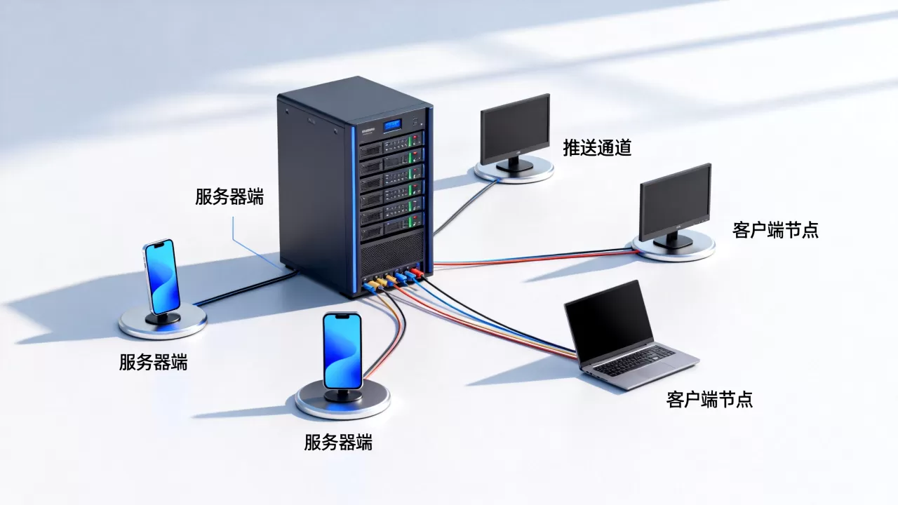 服务器端如何分配推送通道到客户端节点，实现方法是什么？